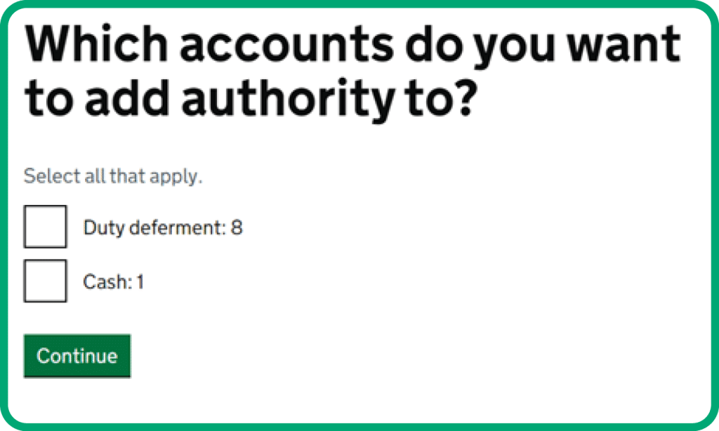 which accounts do you want to add authority to?